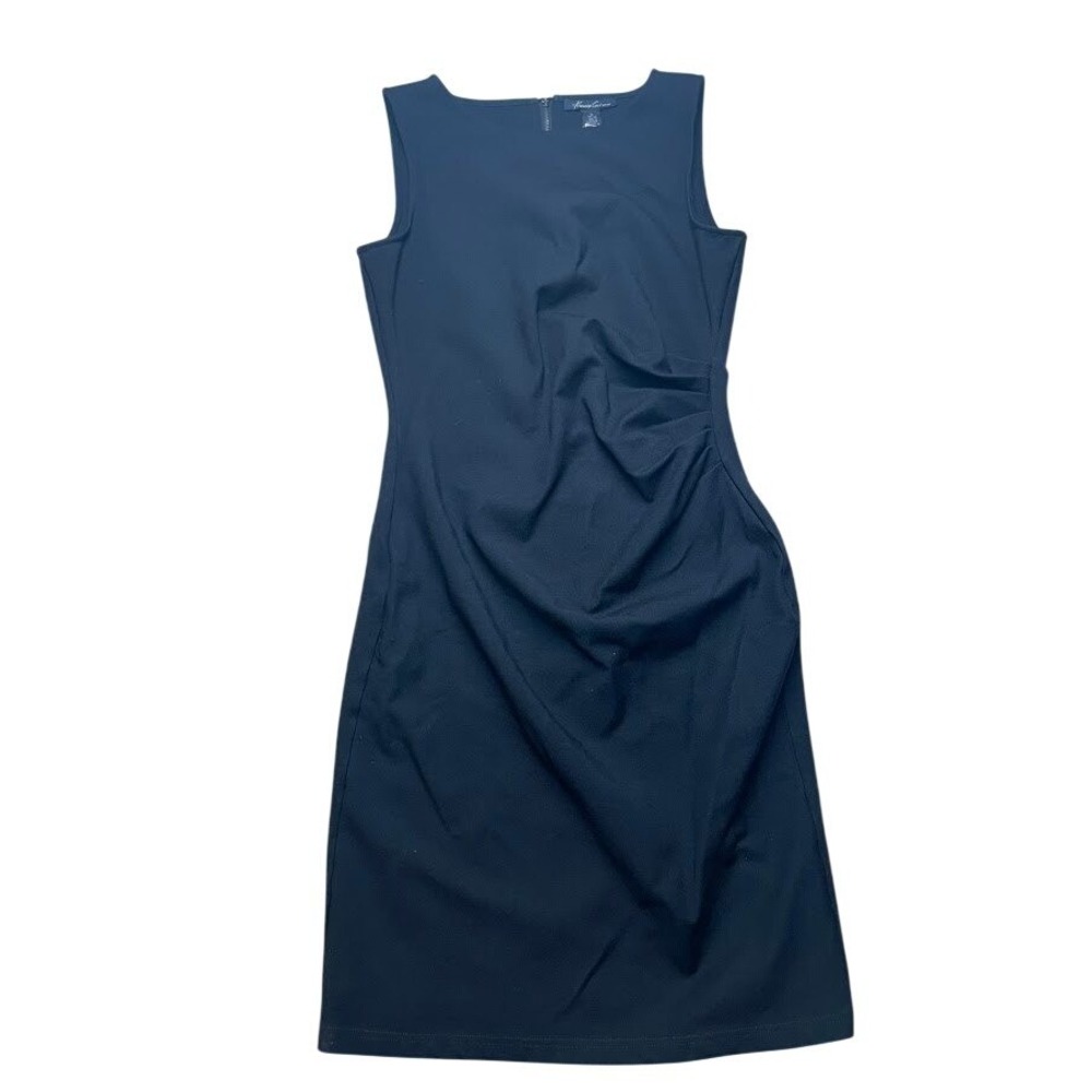 Kenneth Cole New York Womens Black‎ Ruched Sheath Dress Size 8 Full Back Zip